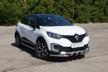 25 999 р. Порожки для ног из трубы Ø51 с алюминиевой площадкой Petroil Tuning Renault Kaptur дорестайлинг (2016-2020) (Нержавеющая полированная сталь)  с доставкой в г. Йошкар-Ола. Увеличить фотографию 2