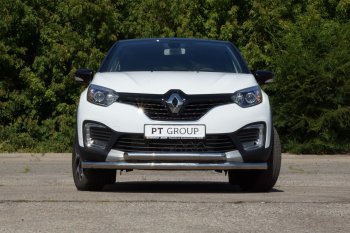 22 349 р. Защита переднего бампера двойная из труб d63/63 мм Petroil Tuning Renault Kaptur дорестайлинг (2016-2020) (Нержавеющая полированная сталь)  с доставкой в г. Йошкар-Ола. Увеличить фотографию 1