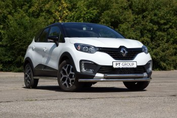 22 349 р. Защита переднего бампера двойная из труб d63/63 мм Petroil Tuning Renault Kaptur дорестайлинг (2016-2020) (Нержавеющая полированная сталь)  с доставкой в г. Йошкар-Ола. Увеличить фотографию 2