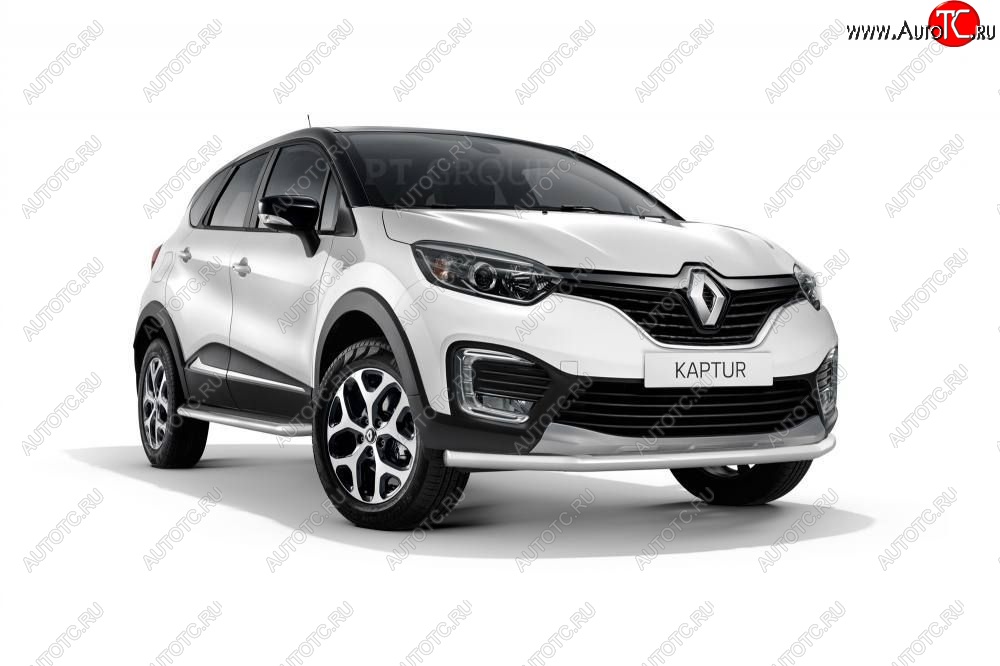 16 849 р. Защита переднего бампера одинарная из трубы d63 мм Petroil Tuning Renault Kaptur дорестайлинг (2016-2020) (Нержавеющая полированная сталь)  с доставкой в г. Йошкар-Ола