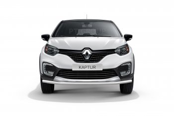 16 849 р. Защита переднего бампера одинарная из трубы d63 мм Petroil Tuning Renault Kaptur дорестайлинг (2016-2020) (Нержавеющая полированная сталь)  с доставкой в г. Йошкар-Ола. Увеличить фотографию 2