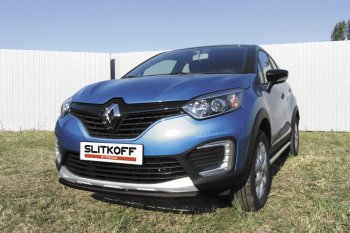 6 849 р. Защита переднего бампера из трубы d42 Slitkoff  Renault Kaptur (2016-2020) дорестайлинг (Цвет: серебристый)  с доставкой в г. Йошкар-Ола. Увеличить фотографию 1