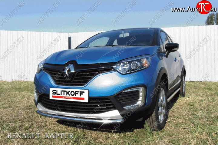 10 849 р. Одинарная защита переднего бампера диаметром 42 мм Slitkoff Renault Kaptur дорестайлинг (2016-2020) (Для автомобиля 2WD)  с доставкой в г. Йошкар-Ола