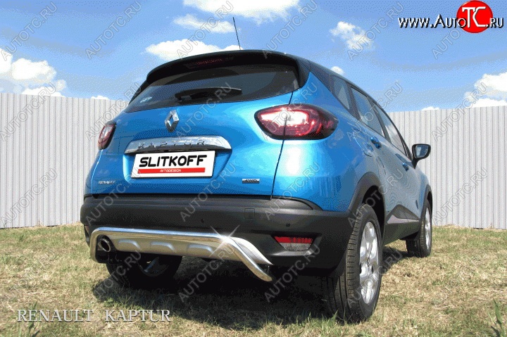 10 999 р. Защита заднего бампера диаметром 42 мм с изгибом Slitkoff  Renault Kaptur (2016-2020) дорестайлинг (Для автомобиля 2WD)  с доставкой в г. Йошкар-Ола