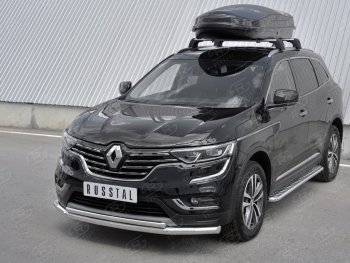 21 749 р. Защита переднего бампера (2 трубы Ø63 и 42 мм, нержавейка) SLITKOFF Renault Koleos 2 (2016-2025)  с доставкой в г. Йошкар-Ола. Увеличить фотографию 2