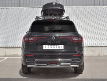 Защита заднего бампера (2 трубы Ø63 и 42 мм, нержавейка) SLITKOFF Renault Koleos 2 (2016-2024)