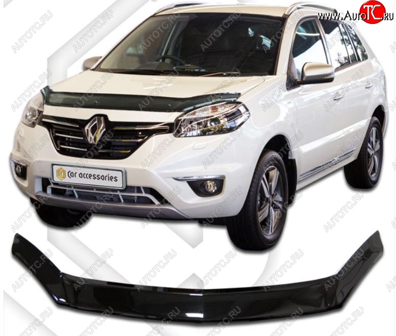 2 099 р. Дефлектор капота CA-Plastiс  Renault Koleos  1 (2013-2016) Phase 3 (Classic черный, Без надписи)  с доставкой в г. Йошкар-Ола