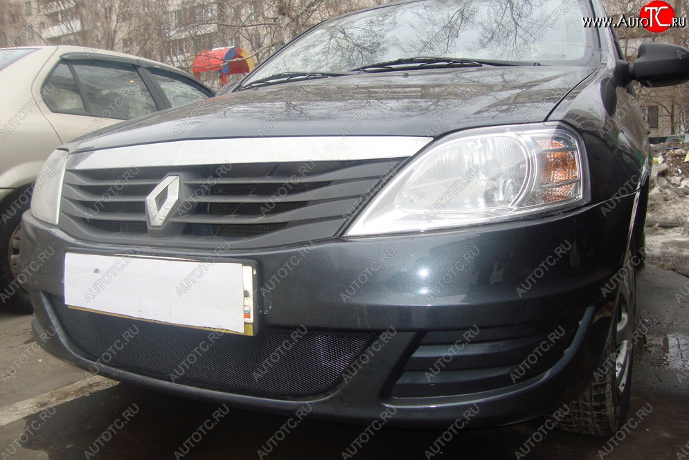 2 199 р. Защитная сетка на бампер Russtal (черная) Renault Logan 1 дорестайлинг (2004-2010)  с доставкой в г. Йошкар-Ола