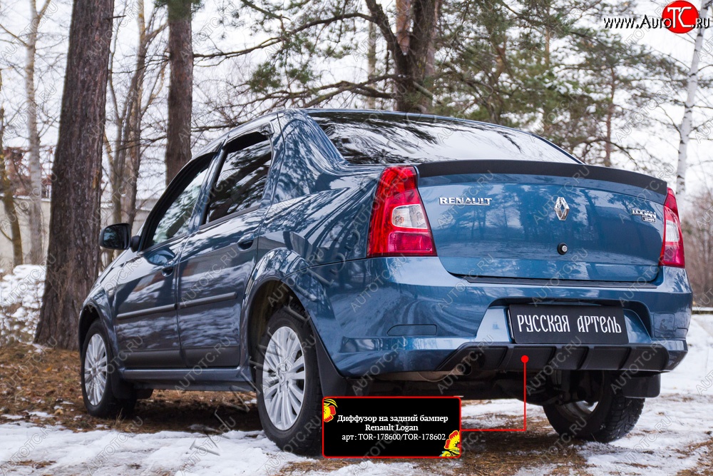 2 199 р. Диффузор на задний бампер RA  Renault Logan  1 (2010-2016) рестайлинг (Поверхность глянец (под окраску))  с доставкой в г. Йошкар-Ола