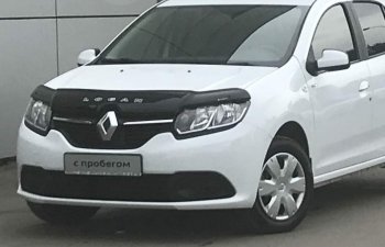 2 359 р. Дефлектор капота CA-Plastic Renault Logan 2 дорестайлинг (2014-2018) (Classic черный, Без надписи)  с доставкой в г. Йошкар-Ола. Увеличить фотографию 2