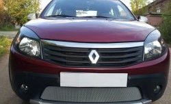 1 539 р. Сетка на бампер Russtal (хром) Renault Sandero Stepway (BS) (2010-2014)  с доставкой в г. Йошкар-Ола. Увеличить фотографию 2