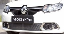 2 459 р. Защитная сетка решетки переднего бампера РА Renault Sandero (B8) дорестайлинг (2014-2018)  с доставкой в г. Йошкар-Ола. Увеличить фотографию 1