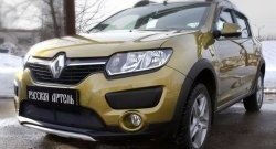 1 799 р. Защитная сетка решетки переднего бампера РА Renault Sandero Stepway (B8) дорестайлинг (2014-2018)  с доставкой в г. Йошкар-Ола. Увеличить фотографию 2