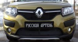 1 799 р. Защитная сетка решетки переднего бампера РА Renault Sandero Stepway (B8) дорестайлинг (2014-2018)  с доставкой в г. Йошкар-Ола. Увеличить фотографию 3