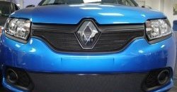 1 469 р. Нижняя сетка на бампер Russtal (черная) Renault Sandero (B8) дорестайлинг (2014-2018)  с доставкой в г. Йошкар-Ола. Увеличить фотографию 2