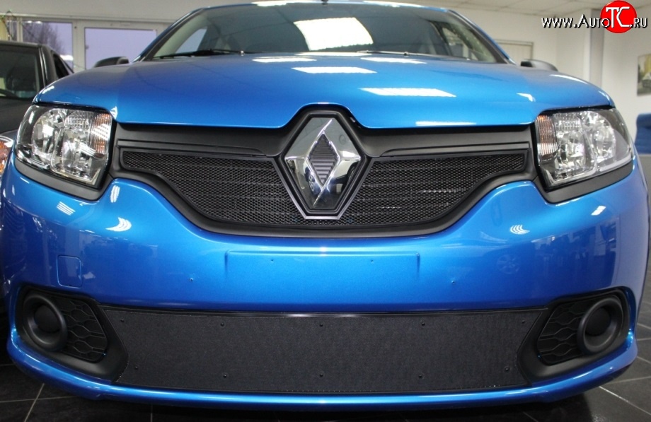 1 469 р. Сетка в решетку радиатора Russtal  Renault Sandero  (B8) (2014-2018) дорестайлинг (черная)  с доставкой в г. Йошкар-Ола