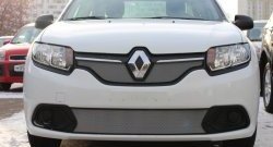 1 539 р. Нижняя сетка на бампер Stepway Russtal (хром) Renault Sandero (B8) дорестайлинг (2014-2018)  с доставкой в г. Йошкар-Ола. Увеличить фотографию 1