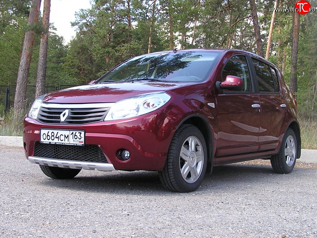 2 799 р. Низкая накладка Kart на передний бампер Renault Sandero (BS) (2009-2014) (Неокрашенная)  с доставкой в г. Йошкар-Ола