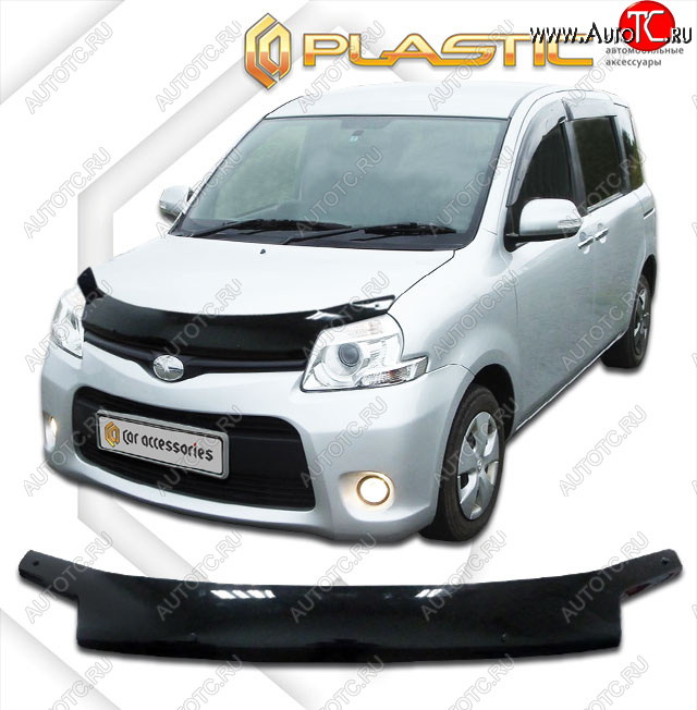 2 099 р. Дефлектор капота CA-Plastic  Toyota Sienta Dice (2011-2015) хэтчбек 5 дв. (серия Classic черный, без хром. молдинга)  с доставкой в г. Йошкар-Ола