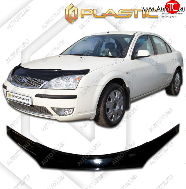 2 199 р. Дефлектор капота (exclusive) CA-Plastic  Ford Mondeo (2000-2007) Mk3,B4Y дорестайлинг, седан, Mk3,B4Y рестайлинг, седан (Classic чёрный, Без надписи)  с доставкой в г. Йошкар-Ола