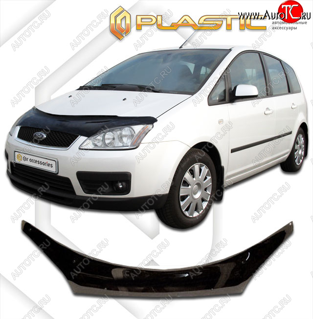 2 369 р. Дефлектор капота (exclusive) CA-Plastic  Ford C-max  Mk1 (2003-2007) доресталинг (Classic чёрный, Без надписи)  с доставкой в г. Йошкар-Ола