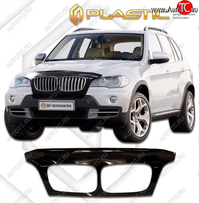 2 599 р. Дефлектор капота (exclusive) CA-Plastic BMW X5 E70 рестайлинг (2010-2013) (Classic чёрный, Без надписи)  с доставкой в г. Йошкар-Ола