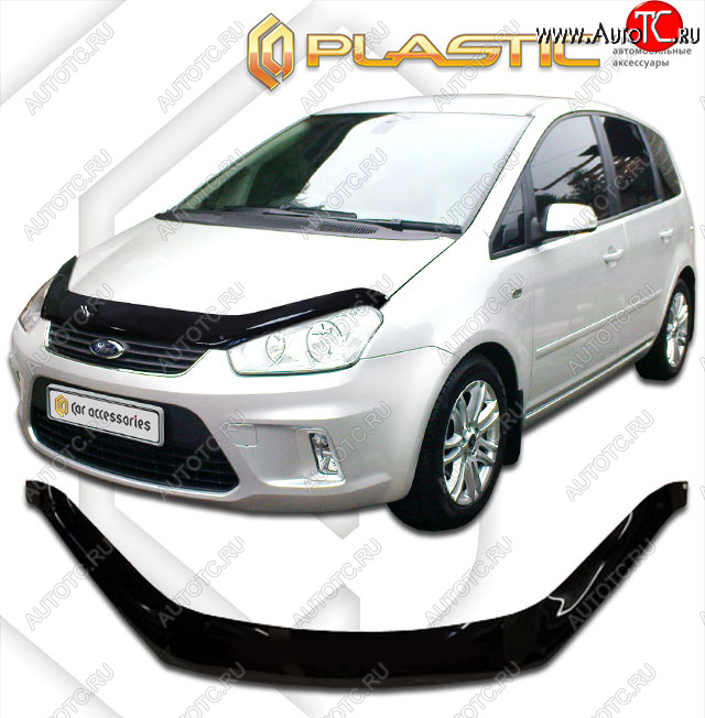 2 199 р. Дефлектор капота (exclusive) CA-Plastic  Ford C-max  Mk1 (2007-2010) рестайлинг (Classic чёрный, Без надписи)  с доставкой в г. Йошкар-Ола