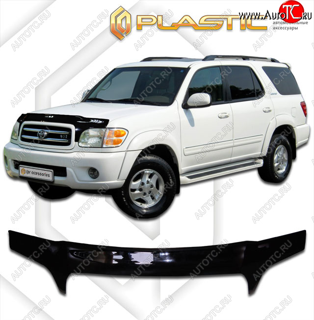 2 599 р. Дефлектор капота (exclusive) CA-Plastic  Toyota Sequoia (2000-2004) XK30, XK40 дорестайлинг (Classic чёрный, Без надписи)  с доставкой в г. Йошкар-Ола