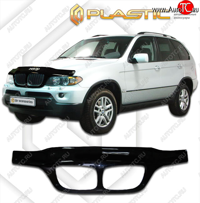 2 899 р. Дефлектор капота (exclusive) CA-Plastic  BMW X5  E53 (2003-2006) рестайлинг (Classic чёрный, Без надписи)  с доставкой в г. Йошкар-Ола