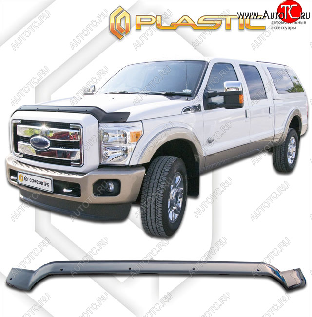 2 899 р. Дефлектор капота (exclusive) CA-Plastic  Ford F350  P473 PickUp CrewCab (2010-2016) (Classic чёрный, Без надписи)  с доставкой в г. Йошкар-Ола