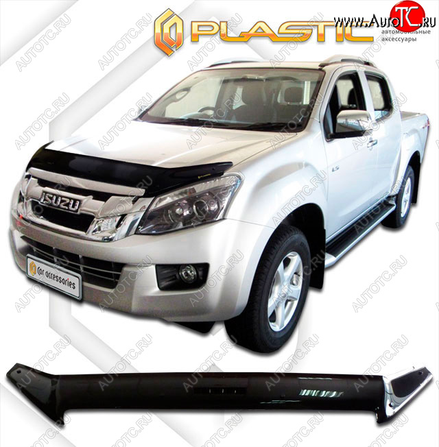 2 199 р. Дефлектор капота (exclusive) CA-Plastic  Isuzu D-Max ( RT85 ExtendedCab,  RT85,TFR ExtendedCab) (2011-2021) дорестайлинг, рестайлинг (Classic чёрный, Без надписи)  с доставкой в г. Йошкар-Ола