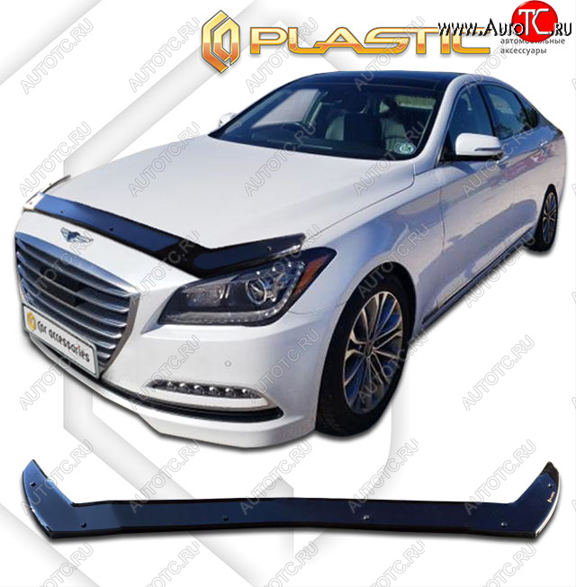 2 369 р. Дефлектор капота (exclusive) CA-Plastic  GENESIS G80  DH (2017-2020) (Classic чёрный, Без надписи)  с доставкой в г. Йошкар-Ола