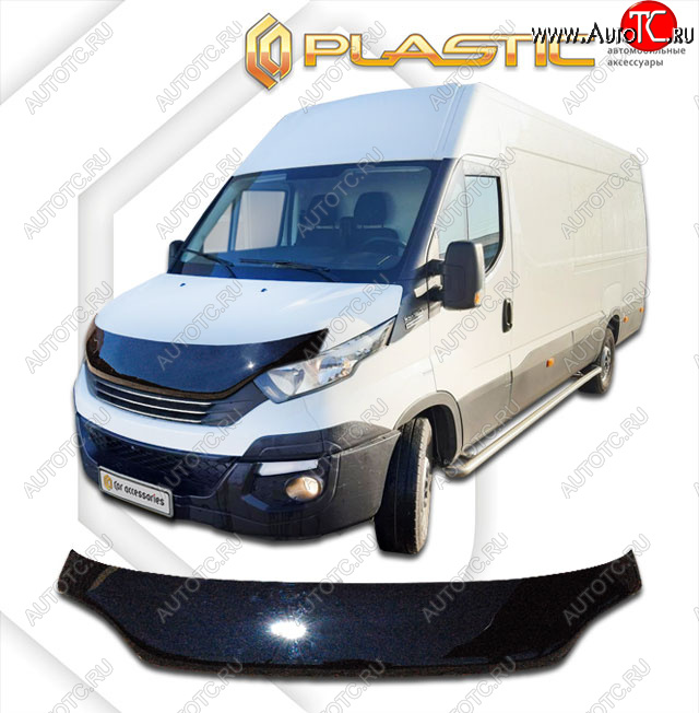 2 599 р. Дефлектор капота (exclusive) CA-Plastic  Iveco Daily (2014-2019) фургон (Classic чёрный, Без надписи)  с доставкой в г. Йошкар-Ола