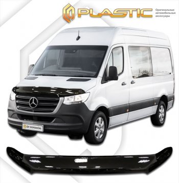 2 899 р. Дефлектор капота CA-Plastic exclusive  Mercedes-Benz Sprinter  W910 (2018-2025) (серия Classic черный, Без надписи)  с доставкой в г. Йошкар-Ола. Увеличить фотографию 2