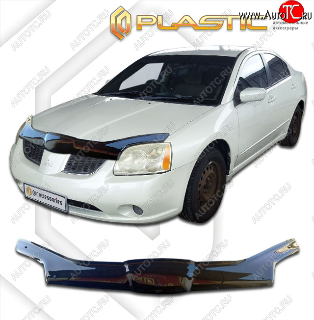 2 369 р. Дефлектор капота (exclusive) CA-Plastic  Mitsubishi Galant  9 (2004-2009) седан (Classic черный, Без надписи)  с доставкой в г. Йошкар-Ола