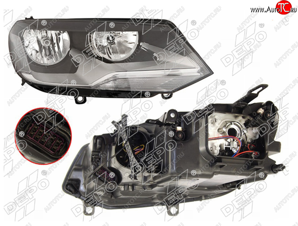 6 299 р. Правая фара (галоген, с корректором) DEPO Volkswagen Touareg NF дорестайлинг (2010-2014)  с доставкой в г. Йошкар-Ола