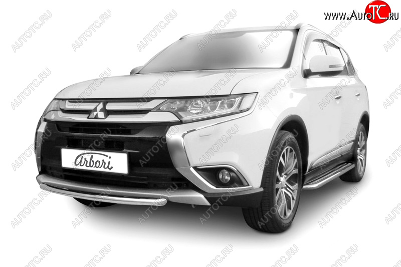 4 499 р. Защита переднего бампера (короткая диаметр 57 мм) Arbori Mitsubishi Outlander GF 2-ой рестайлинг (2015-2018)  с доставкой в г. Йошкар-Ола