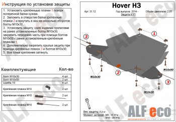 Защита КПП (V-2,0Т) Alfeco Great Wall (Грейт) Hover H3 (Ховер) (2017-2025)