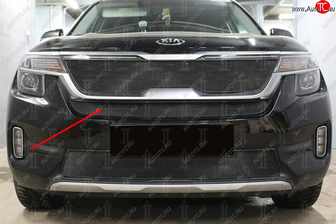 2 579 р.           Защита радиатора KIA Seltos 2019- black середина KIA Seltos (2019-2024) (черная)  с доставкой в г. Йошкар-Ола