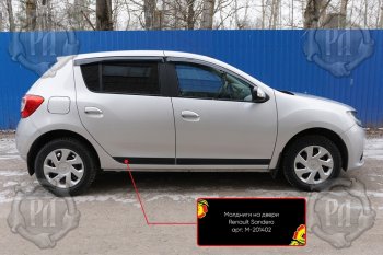 Комплект молдингов на двери (4 шт, узкие) Русская Артель Renault Sandero (B8) дорестайлинг (2014-2018)