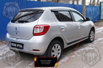 3 599 р. Комплект молдингов на двери (4 шт, узкие) Русская Артель Renault Sandero (B8) дорестайлинг (2014-2018) (Поверхность глянец, Неокрашенные)  с доставкой в г. Йошкар-Ола. Увеличить фотографию 2