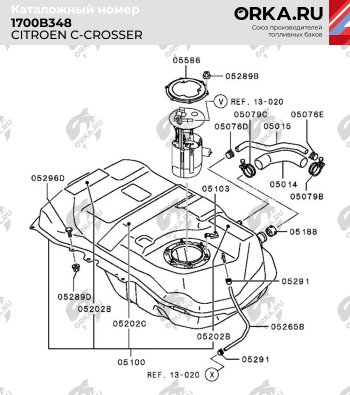 21 449 р. Топливный бак (пластик, 50 л.) BAKPLAST CITROEN C-crosser (2007-2012)  с доставкой в г. Йошкар-Ола. Увеличить фотографию 2