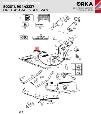 11 499 р. Топливный бак (сталь, антикоррозия) ORKA Opel Astra F седан рестайлинг (1994-1998)  с доставкой в г. Йошкар-Ола. Увеличить фотографию 2