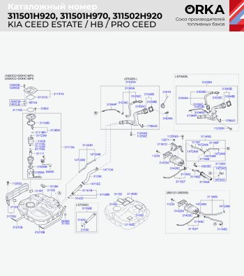 14 999 р. Топливный бак (сталь, антикоррозия, 53 л.) ORKA KIA Ceed 1 ED дорестайлинг, хэтчбэк 5 дв. (2006-2010)  с доставкой в г. Йошкар-Ола. Увеличить фотографию 2