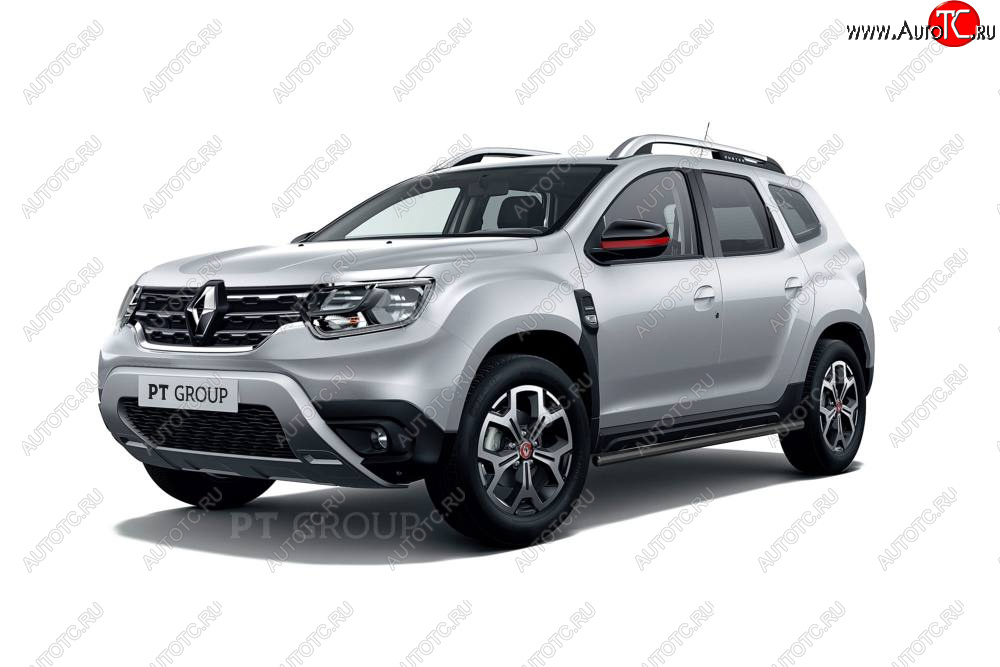 6 849 р. Защита порогов (прямая, Ø63 мм) Petroil Tuning Renault Duster HM (2020-2024) (окраска в черный (Шагрень))  с доставкой в г. Йошкар-Ола