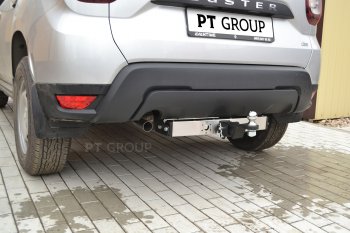 18 399 р. Фаркоп (с нержавеющей накладкой) Petroil Tuning Renault Duster HM рестайлинг (2021-2024) (Без заглушки )  с доставкой в г. Йошкар-Ола. Увеличить фотографию 3