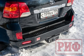 78 999 р. Бампер силовой задний РИФ Toyota Land Cruiser 200 1-ый рестайлинг (2012-2015) (с квадратом под фаркоп и фонарями)  с доставкой в г. Йошкар-Ола. Увеличить фотографию 2