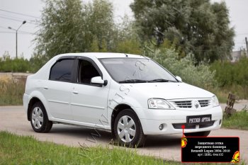 1 799 р. Защитная сетка решетки переднего бампера Русская Артель Renault Logan 1 дорестайлинг (2004-2010) (Поверхность текстурная)  с доставкой в г. Йошкар-Ола. Увеличить фотографию 2