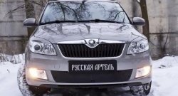 959 р. Зимняя заглушка решетки переднего бампера РА Skoda Fabia Mk2 универсал рестайлинг (2010-2014)  с доставкой в г. Йошкар-Ола. Увеличить фотографию 2