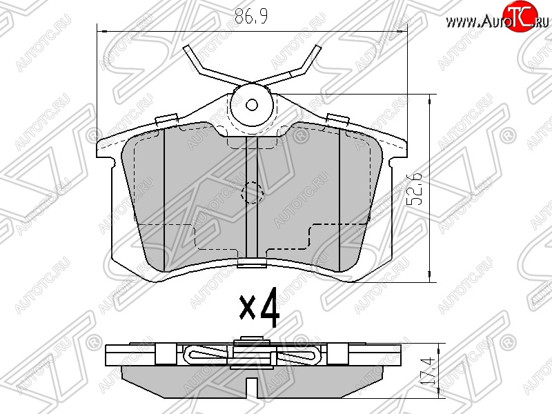 479 р. Колодки тормозные SAT (задние) Audi A1 8X1 хэтчбэк 3 дв. дорестайлинг (2010-2014)  с доставкой в г. Йошкар-Ола